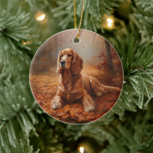 Cocker Spaniel in Herbstleaves Inspiriere Fall Keramik Ornament