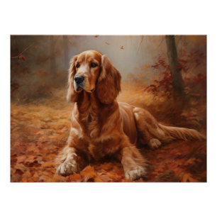 Cocker Spaniel in Herbstleaves Inspiriere Fall Poster