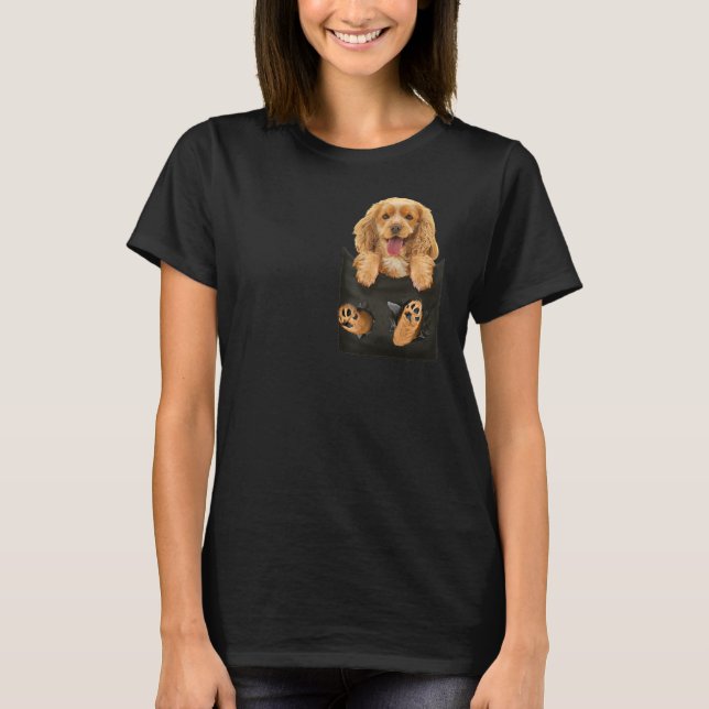 Cocker Spaniel in Pocket Puppy Hund T - Shirt Gesc (Vorderseite)