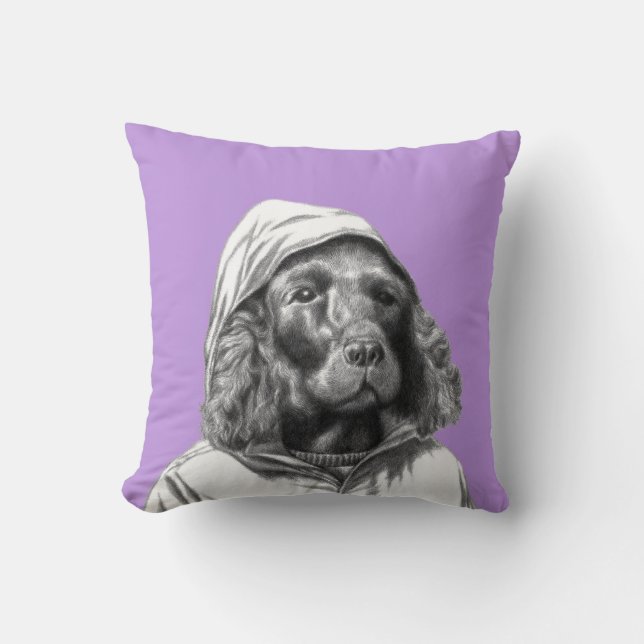 Cocker Spaniel in Rain Coat (Sumire) Kissen (Vorderseite)