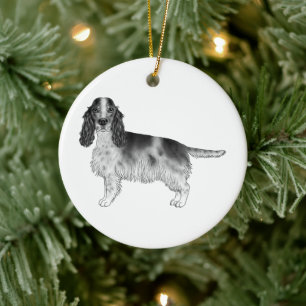 Cocker Spaniel in Schwarz-Weiß & Benutzerdefiniert Keramik Ornament