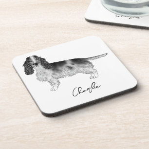 Cocker Spaniel in Schwarzweiß & benutzerdefinierte Getränkeuntersetzer