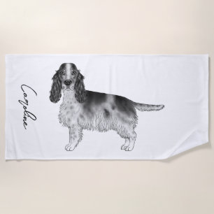 Cocker Spaniel in Schwarzweiß & benutzerdefinierte Strandtuch