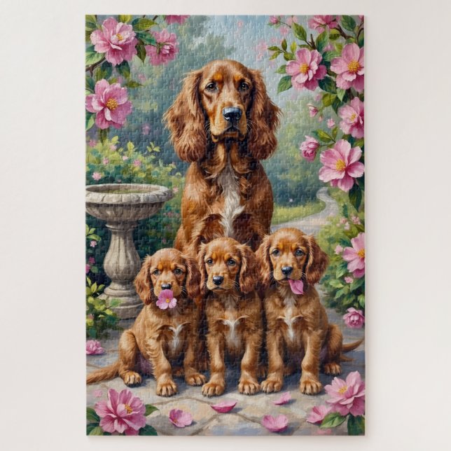 Cocker Spaniel Kamelien-Gartenkunst (Vertikal)