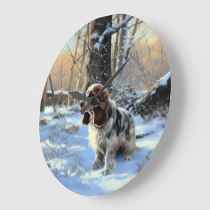 Cocker Spaniel Lass es schneien Weihnachten Große Wanduhr