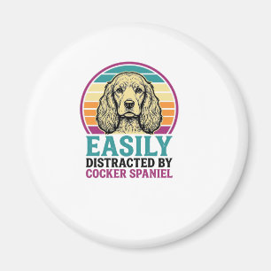 Cocker Spaniel Leicht Ablenkbar Vintage Hundeshirt Magnet