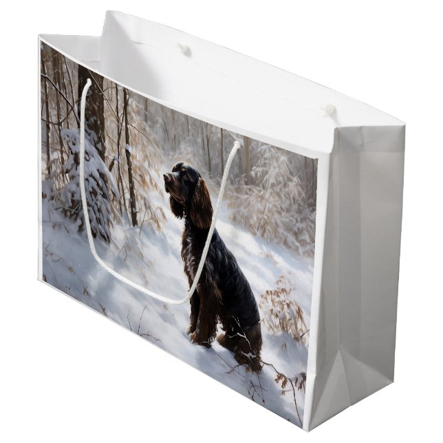 Cocker Spaniel Let It Snow Weihnachten Große Geschenktüte (Vorderseite Schrägansicht)