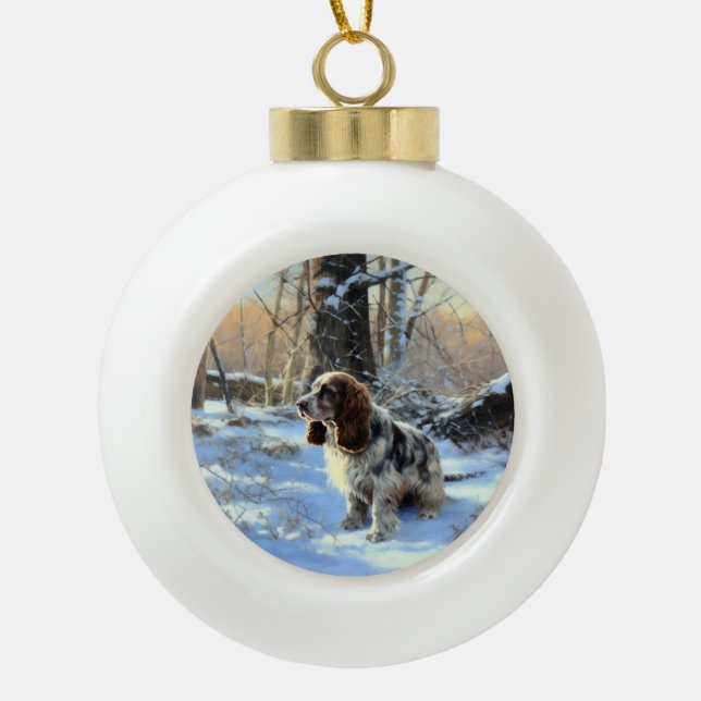Cocker Spaniel Let It Snow Weihnachten Keramik Kugel-Ornament (Vorderseite)