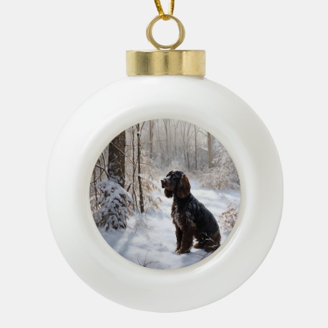 Cocker Spaniel Let It Snow Weihnachten Keramik Kugel-Ornament (Vorderseite)