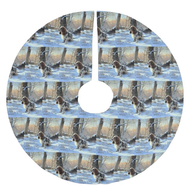 Cocker Spaniel Let It Snow Weihnachten Polyester Weihnachtsbaumdecke (Vorderseite)