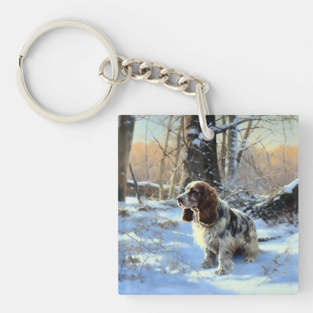 Cocker Spaniel Let It Snow Weihnachten Schlüsselanhänger (Vorderseite)