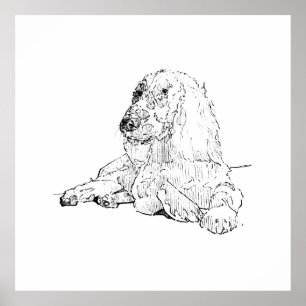 Cocker Spaniel Liniendruck Kunst Hund  Poster