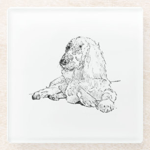 Cocker Spaniel Linienzeichnungs-Kunst Hund Glasuntersetzer