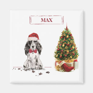 Cocker Spaniel Lustiger Weihnachtshund mit Baum Magnet
