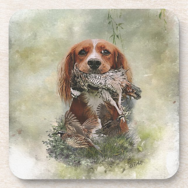 Cocker Spaniel mit grauem Partridge Getränkeuntersetzer (Vorderseite)