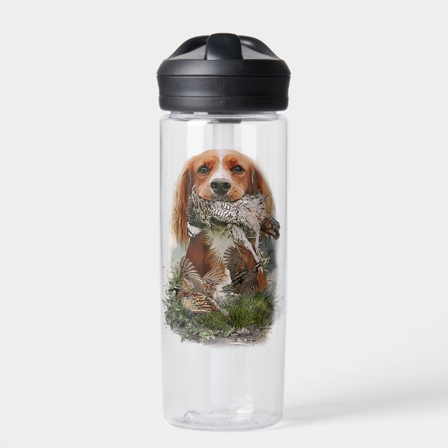 Cocker Spaniel mit grauem Partridge Trinkflasche (Vorderseite)