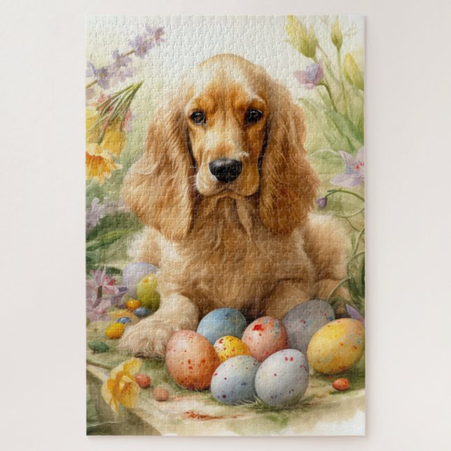 Cocker Spaniel mit Ostereier Urlaub (Vertikal)