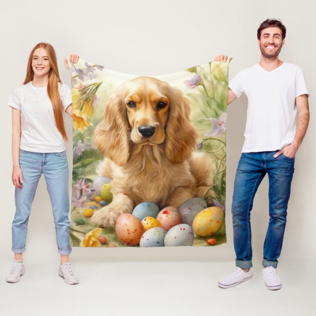 Cocker Spaniel mit Ostereier Urlaub Fleecedecke (Beispiel)