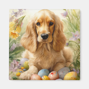 Cocker Spaniel mit Ostereier Urlaub Magnet