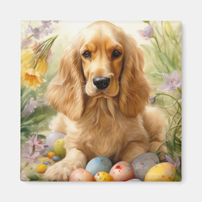Cocker Spaniel mit Ostereier Urlaub Magnet (Vorne)