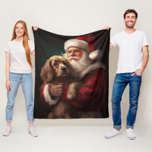 Cocker Spaniel mit Santa Claus Festive Weihnachten Fleecedecke