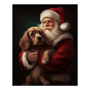 Cocker Spaniel mit Santa Claus Festive Weihnachten Poster