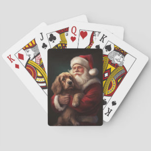 Cocker Spaniel mit Santa Claus Festive Weihnachten Spielkarten