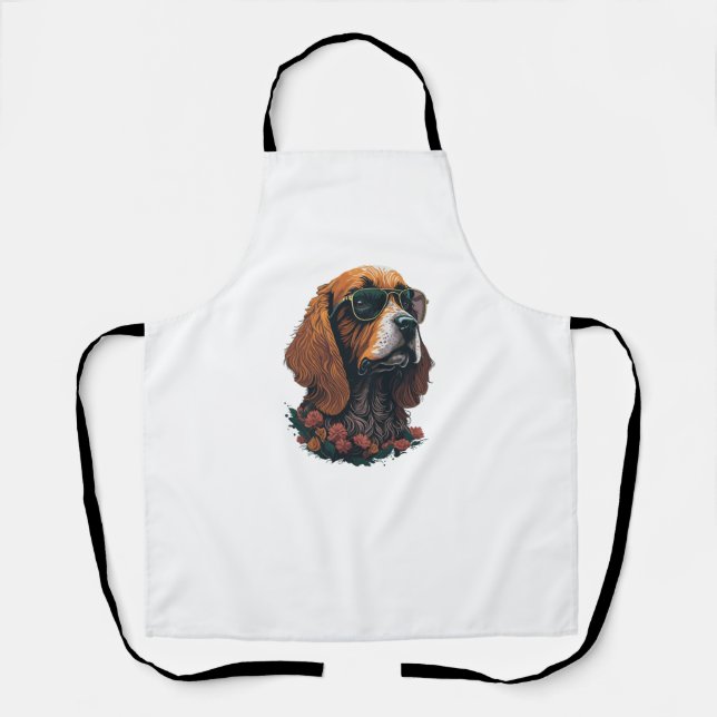 Cocker Spaniel mit Shades - Blume Splash Schürze (Vorderseite)
