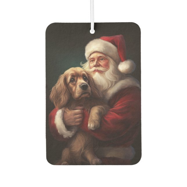 Cocker Spaniel mit Weihnachtsmann Weihnachten Autolufterfrischer (Vorderseite)