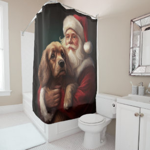 Cocker Spaniel mit Weihnachtsmann Weihnachten Duschvorhang