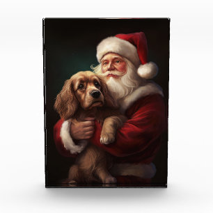Cocker Spaniel mit Weihnachtsmann Weihnachten Fotoblock