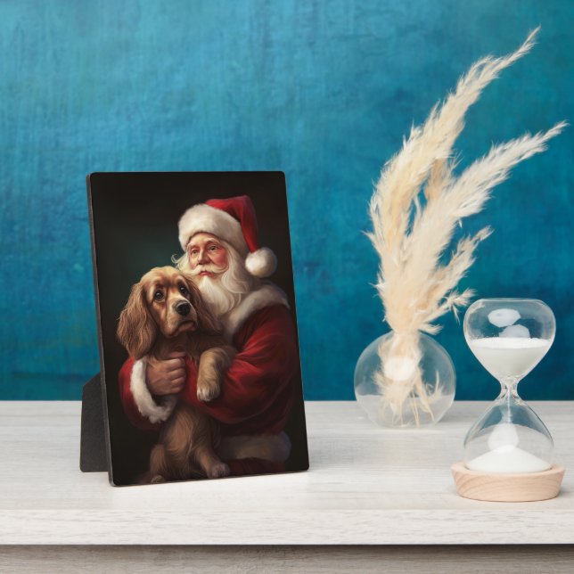 Cocker Spaniel mit Weihnachtsmann Weihnachten Fotoplatte (Seite)