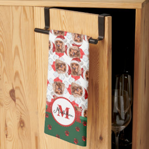 Cocker Spaniel Muster Monogramm Weihnachten Hund Geschirrtuch