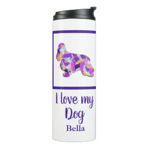 Cocker Spaniel Niedlich Hund Silhouette PurplePY&B Thermosbecher