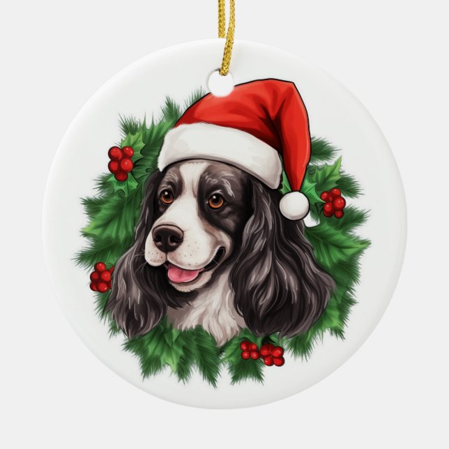 Cocker Spaniel Ornement de la couronne de Noël (Devant)