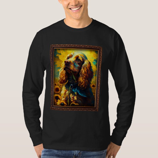Cocker Spaniel Painting Sunflower Flower Mom Women T-Shirt (Vorderseite)