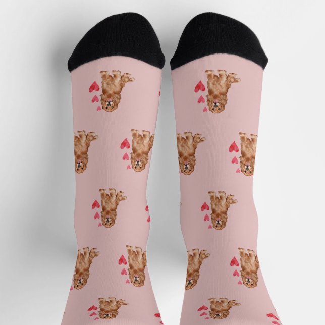 Cocker Spaniel Pattern on Pink Socken (Oben)