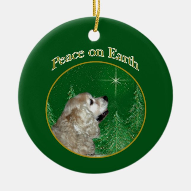 Cocker Spaniel Peace Keramik Ornament (Vorne)