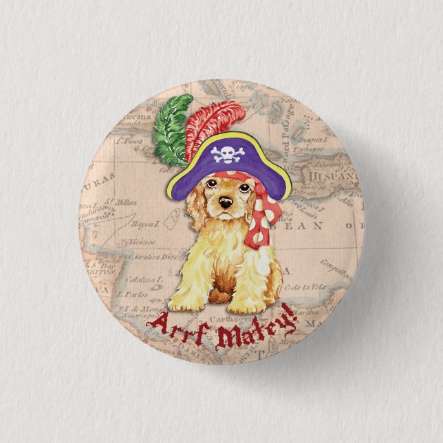 Cocker Spaniel Pirate Button (Vorderseite)