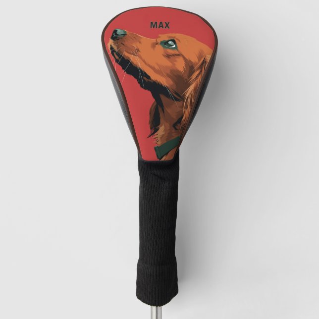 Cocker Spaniel Portrait on Red Background Golf Headcover (Vorderseite)