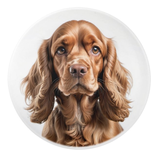 Cocker Spaniel-Porträt Keramikknauf (Vorderseite)