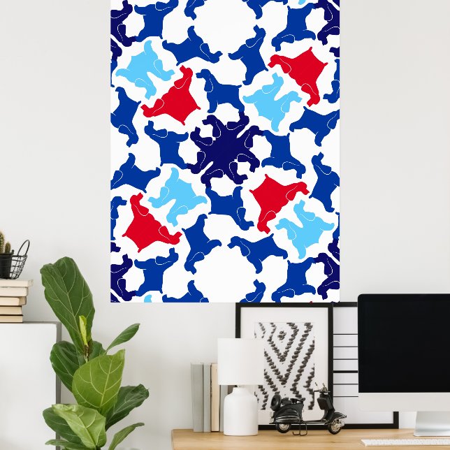 Cocker Spaniel Poster blau und rot (Heimbüro)
