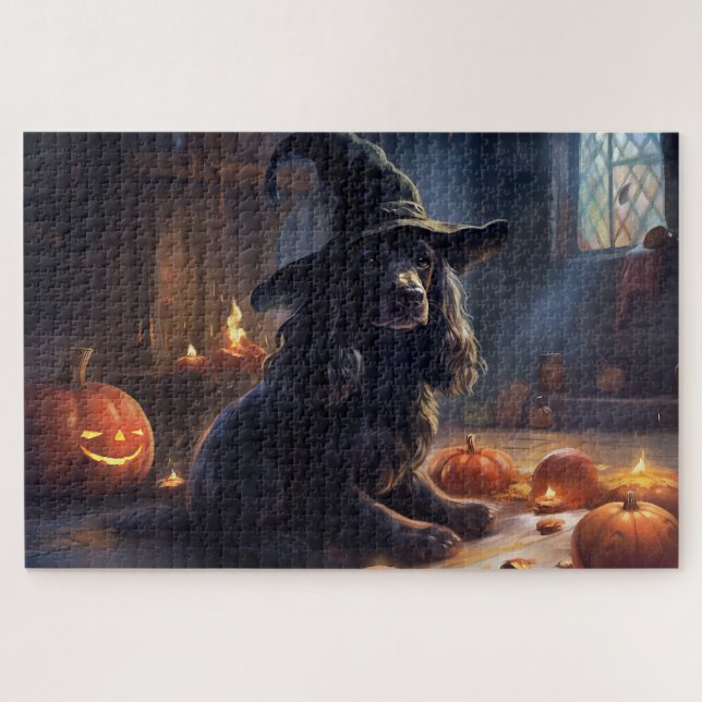 Cocker Spaniel Pumpkins Halloween Beängstigend (Horizontal)
