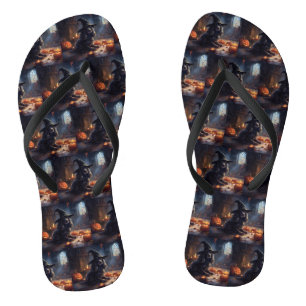Cocker Spaniel Pumpkins Halloween Beängstigend Flip Flops