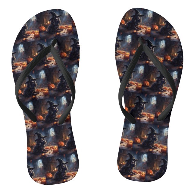 Cocker Spaniel Pumpkins Halloween Beängstigend Flip Flops (Fußbett)