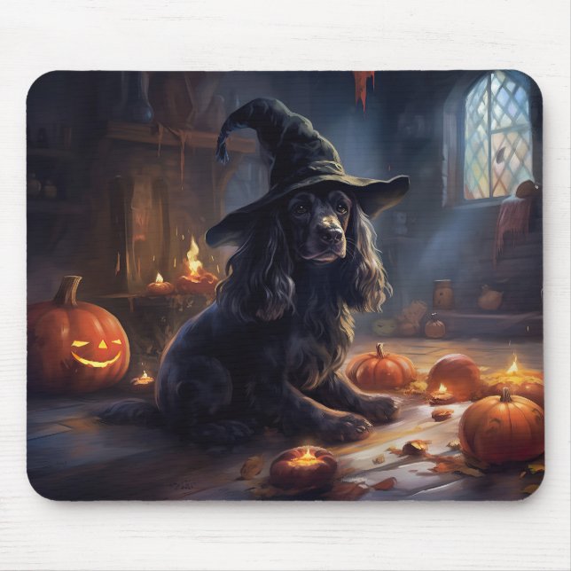 Cocker Spaniel Pumpkins Halloween Beängstigend Mousepad (Vorne)