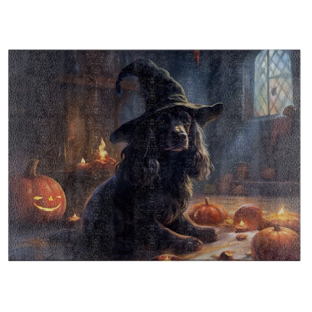 Cocker Spaniel Pumpkins Halloween Beängstigend Schneidebrett (Vorderseite)