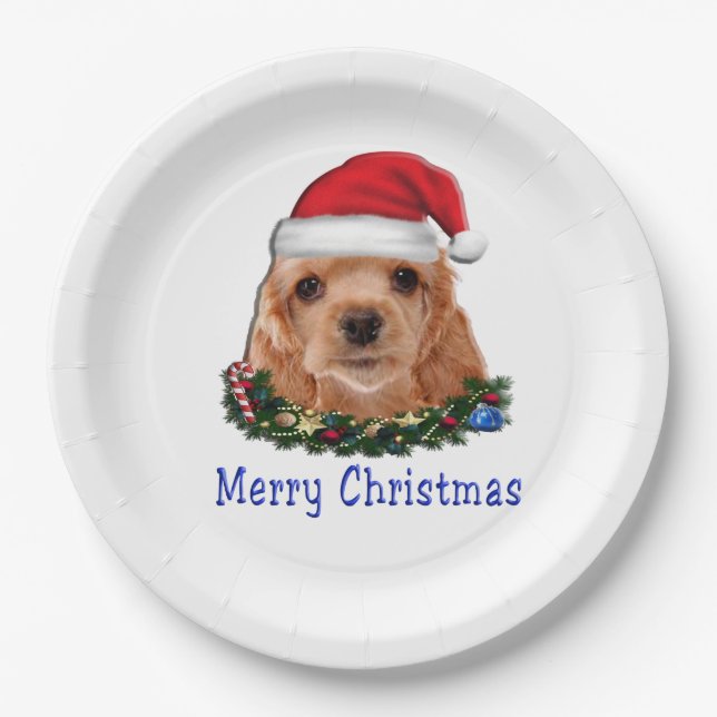 Cocker spaniel Puppi Weihnachten Pappteller (Vorderseite)