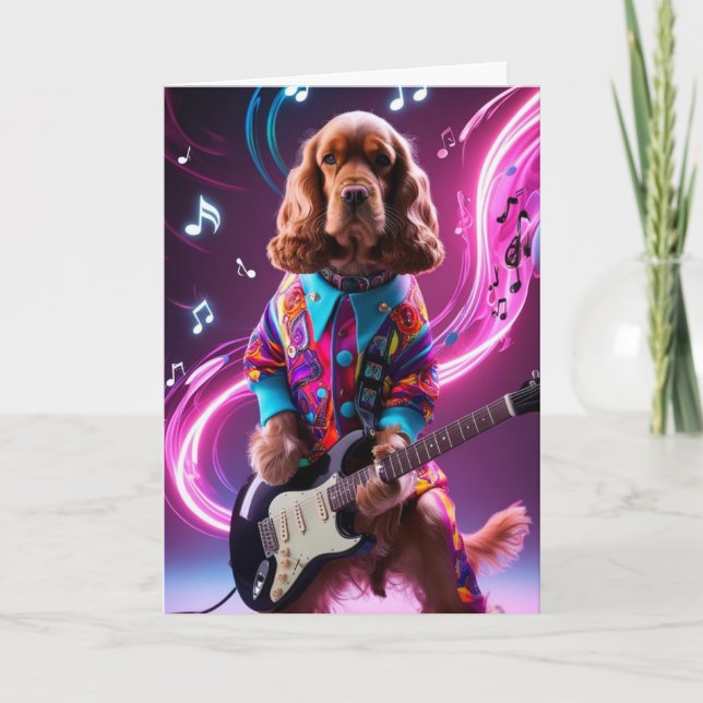 Cocker Spaniel Rock Star Karte (Vorderseite)