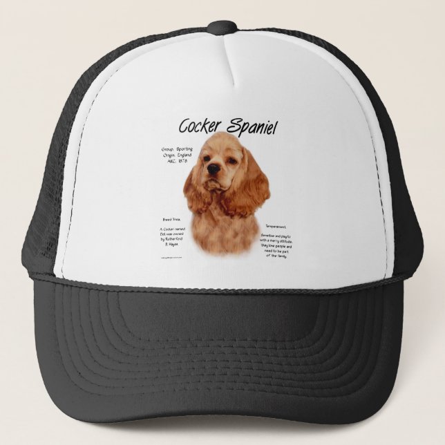 Cocker Spaniel (rot) Geschichtsdesign Truckerkappe (Vorderseite)